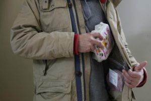 Mock up of a man stealing food.  Photograph by Colin Mearns 8 October 2012